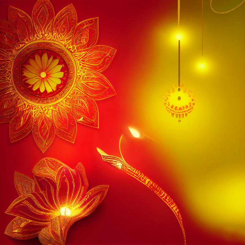 Red and Yellow Happy Diwali Design
