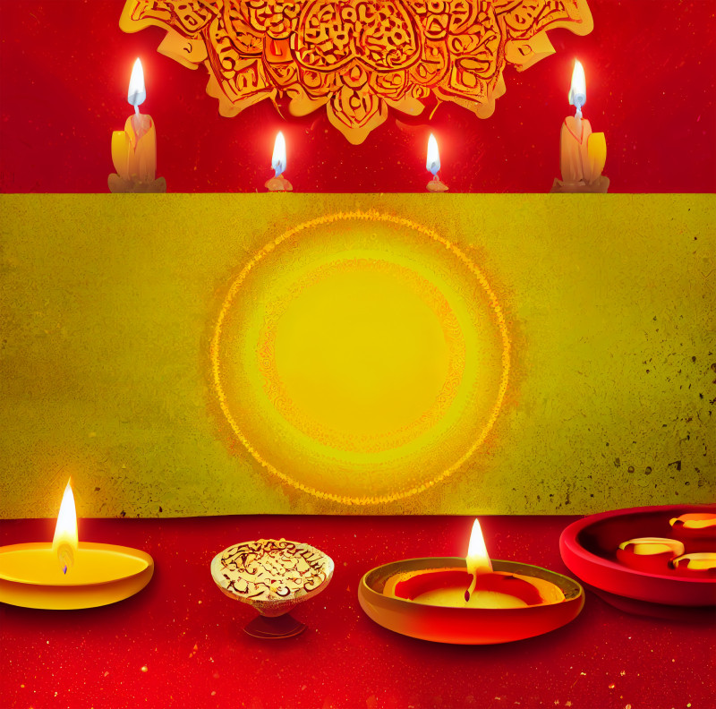 Red and Yellow Happy Diwali Poster