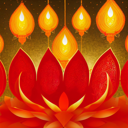 Red and Yellow Happy Diwali Card Image