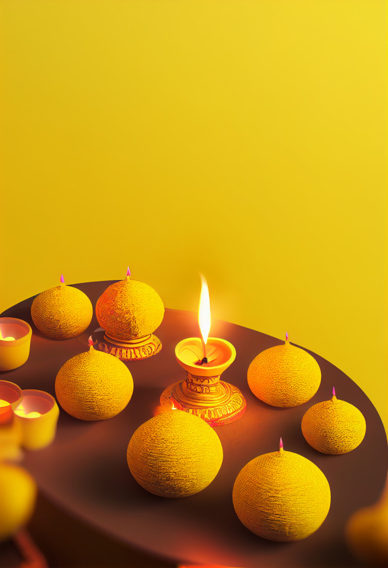 Yellow Diwali Diya Background Design