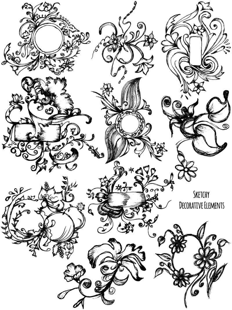 Sketchy Decorative Elements Vector and Photoshop Brush Pack-07