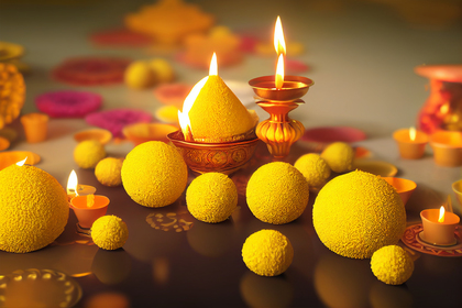 Yellow Happy Diwali Card Design