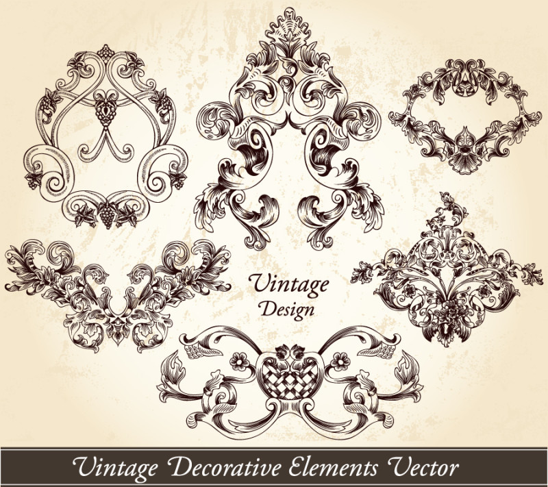 Vintage Decorative Elements Vector and Photoshop Brushes 01