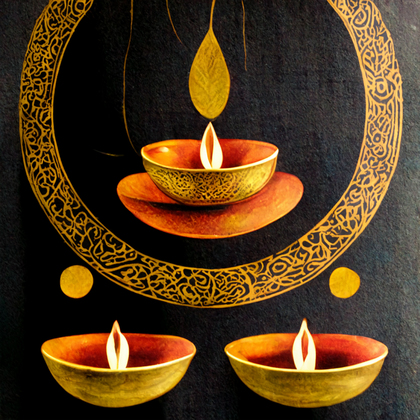 Black and Gold Diwali Diya Background