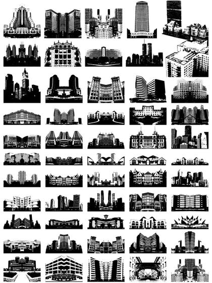 Black and White City Building Silhouettes
