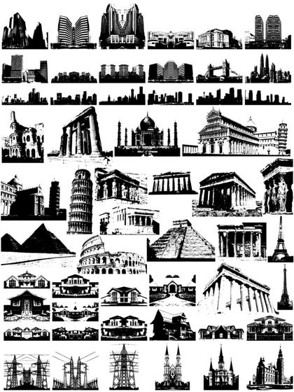 Black and White Architecture Silhouettes