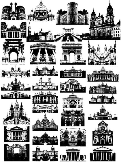 Black and White Architectural Illustrations