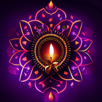 Diwali Diya Background with Rangoli Design