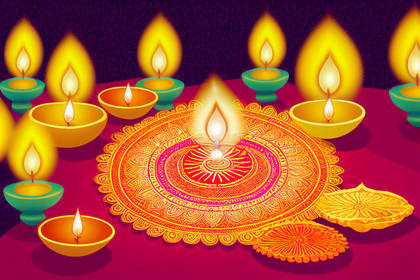 Diwali Background with Diya and Rangoli Design