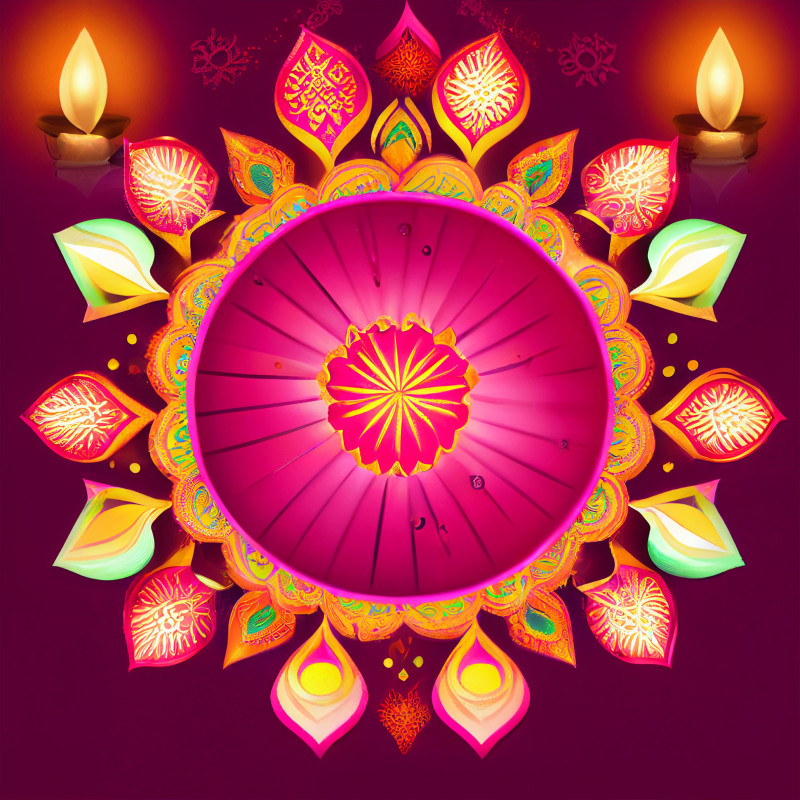 Diwali Diya Background with Rangoli Design