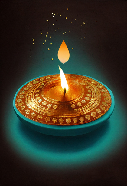 Happy Diwali Poster with Gold Diya