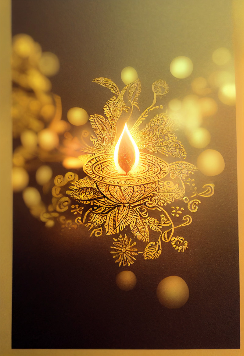 Gold Diwali Diya Background Design