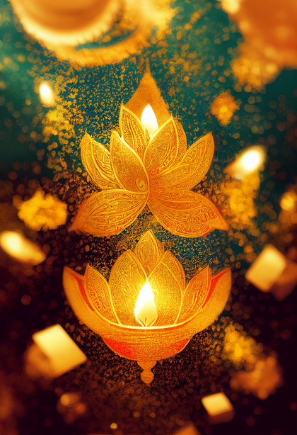 Elegant Golden Diya Diwali Background Design