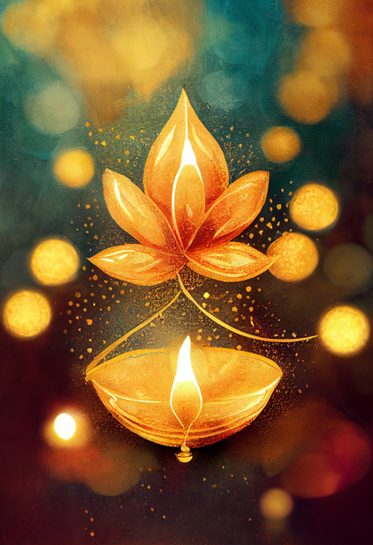 Golden Diwali Diya Background