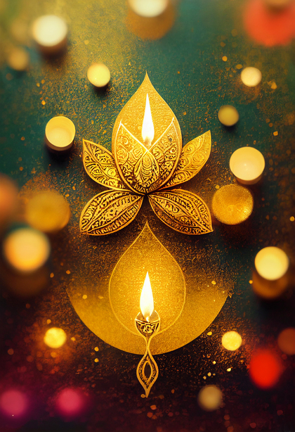 Golden Diwali Diya Greeting Card