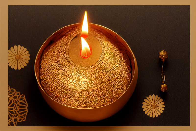 Happy Diwali Golden Diya Festival of Light Background