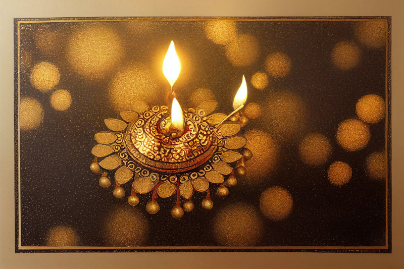 Golden Diwali Diya Background Image