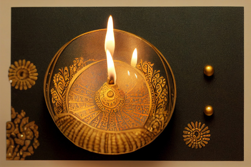 Diwali Festival Golden Diya Background Image