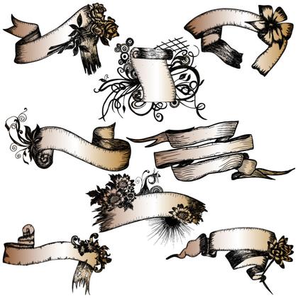 Vintage Ribbon Banners with Floral Accents