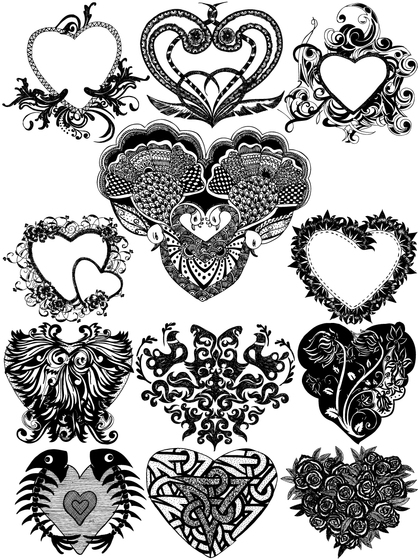 Hand Drawn Heart Vector and Photoshop Brush Pack-01