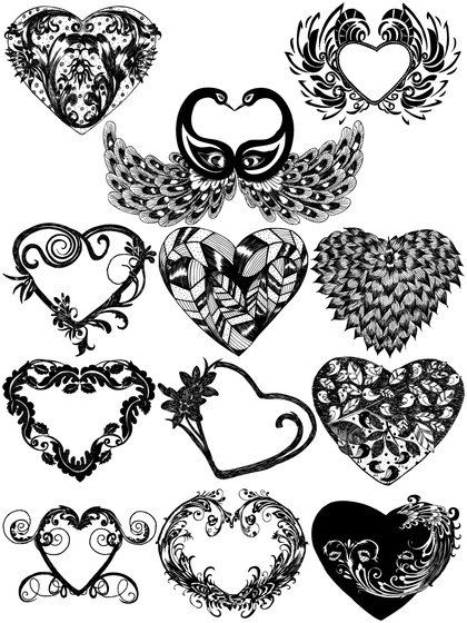 Hand Drawn Heart Vector and Photoshop Brush Pack-02