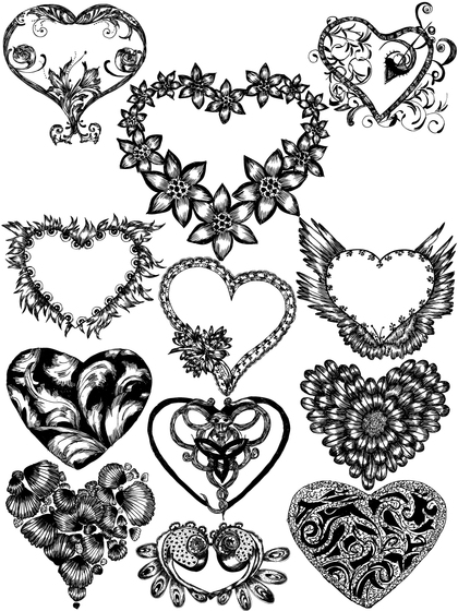 Hand Drawn Heart Vector and Photoshop Brush Pack-03