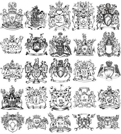 Intricate Black and White Heraldry Illustrations