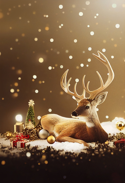 Christmas Background with Deer Image