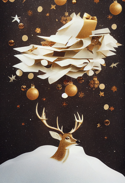 Christmas Background with Deer