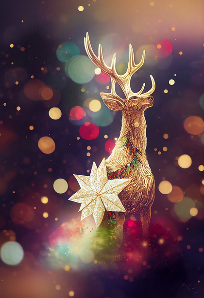 Christmas Background with Deer
