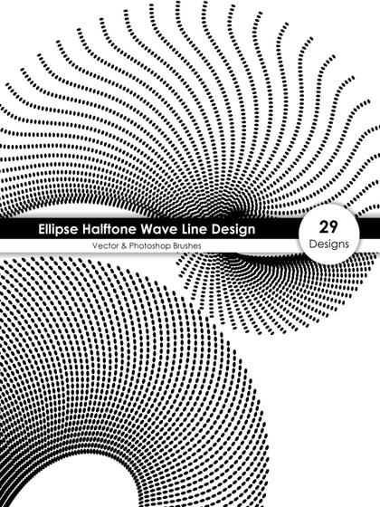 Abstract Halftone Wave Dot Designs