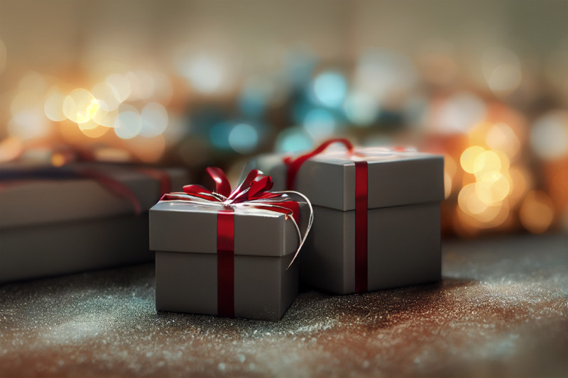 Christmas Background with Gift Boxes Image