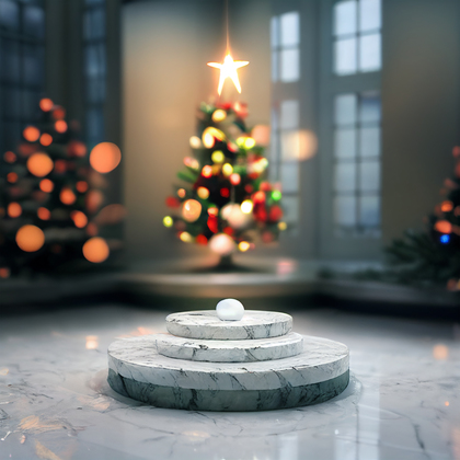 Christmas Tree on Marble Floor Image