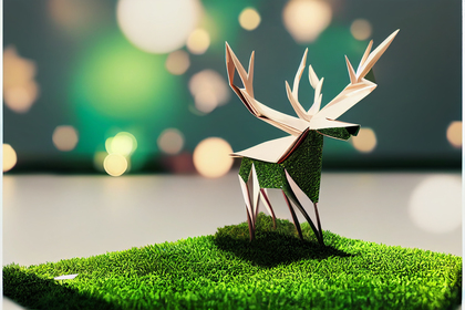 Origami Christmas Deer Background