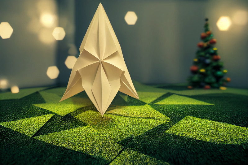 Origami Christmas Tree Background