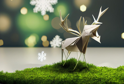 Origami Christmas Deer Background Image