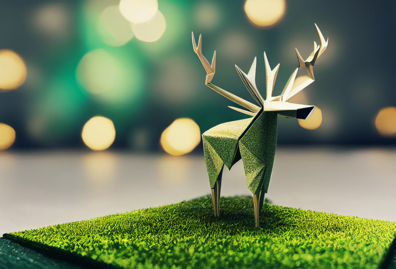 Origami Christmas Deer Background