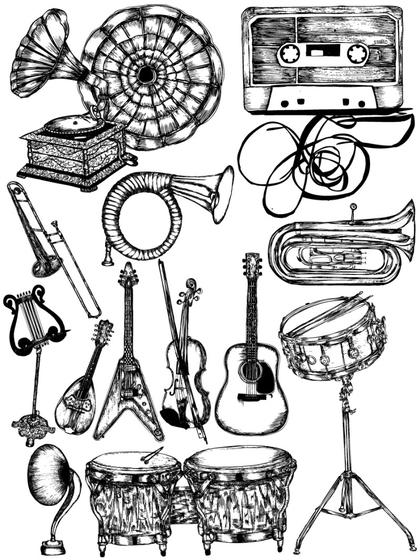 Hand-Drawn Musical Instruments Vector Illustration