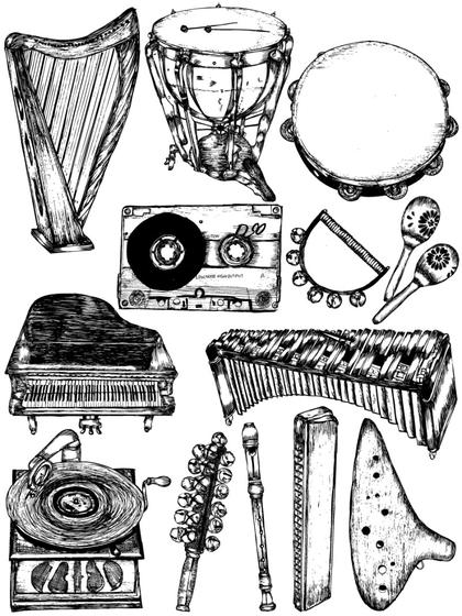 Musical Instruments Line Art Illustration