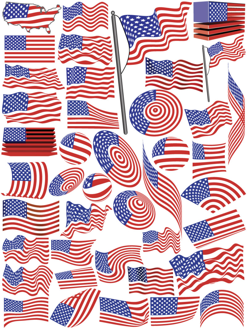 USA Flags Vector Pack