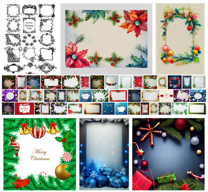 Elevate Your Festive Creations: 50 Christmas Frames and Decorations – Watercolor, Hand-Drawn, and Vector Designs for Free and Premium