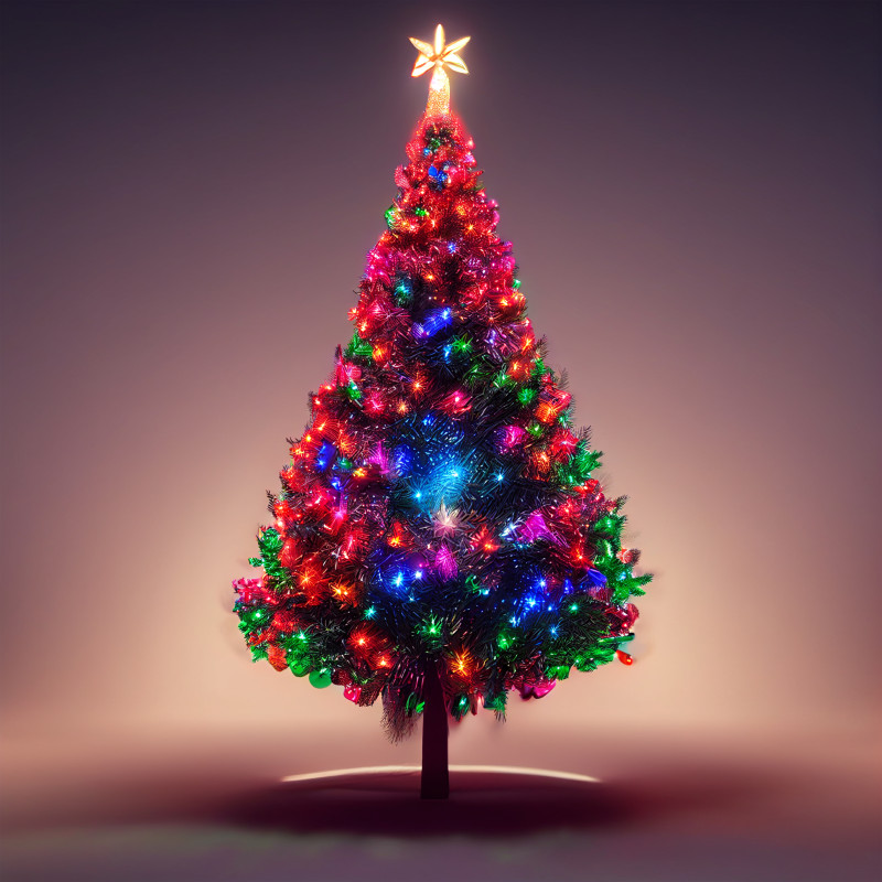 Neon Christmas Tree Background Image