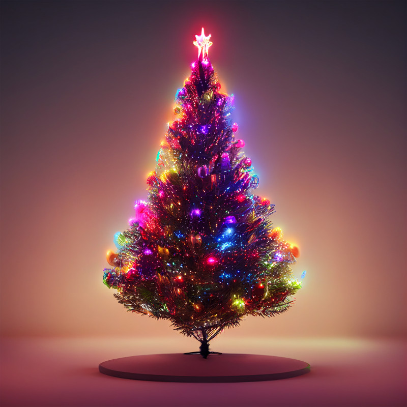 Neon Christmas Tree Background