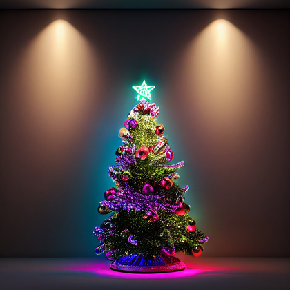 Neon Christmas Tree Background Image
