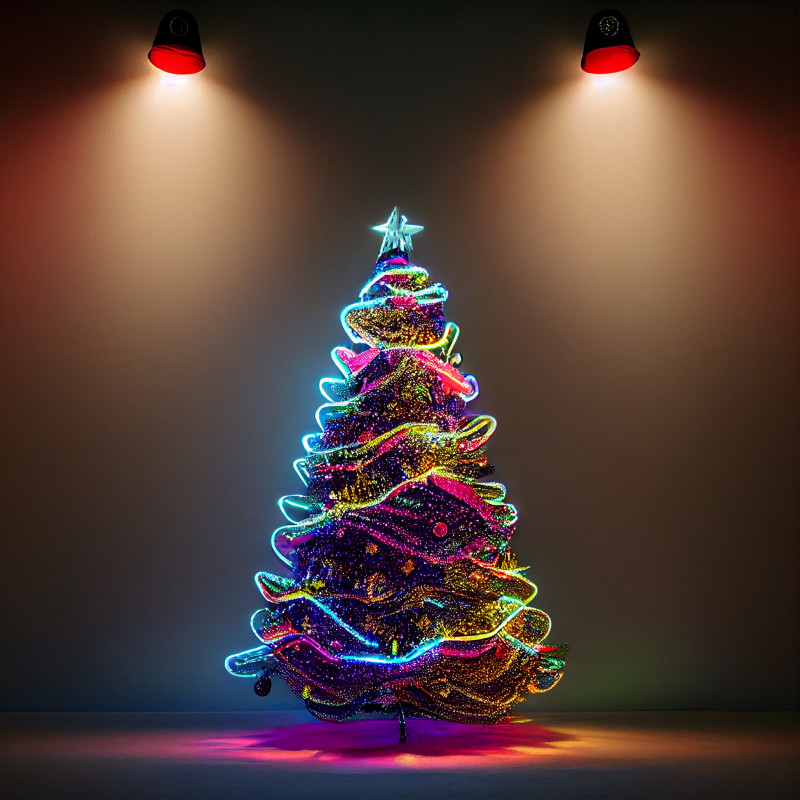 Neon Christmas Tree Background Image