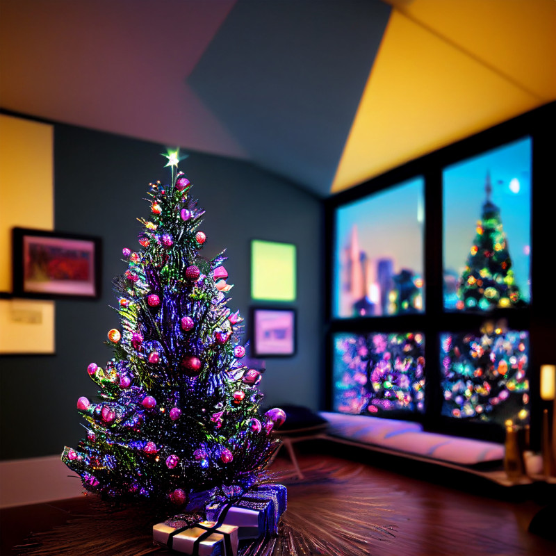Neon Christmas Tree Background Image
