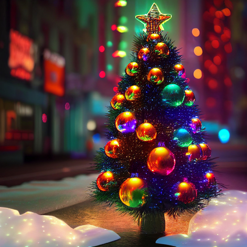 Neon Christmas Tree Background