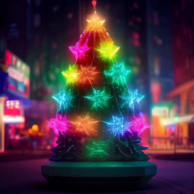 Neon Christmas Tree Background Image