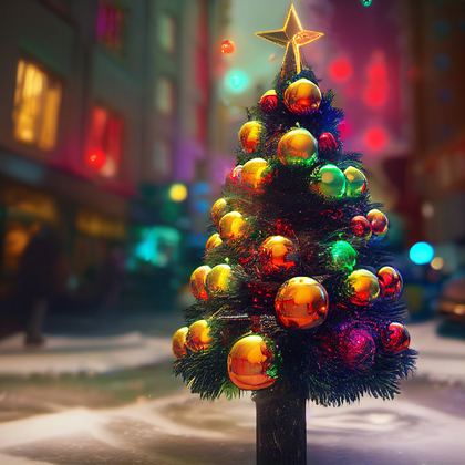 Neon Christmas Tree Background