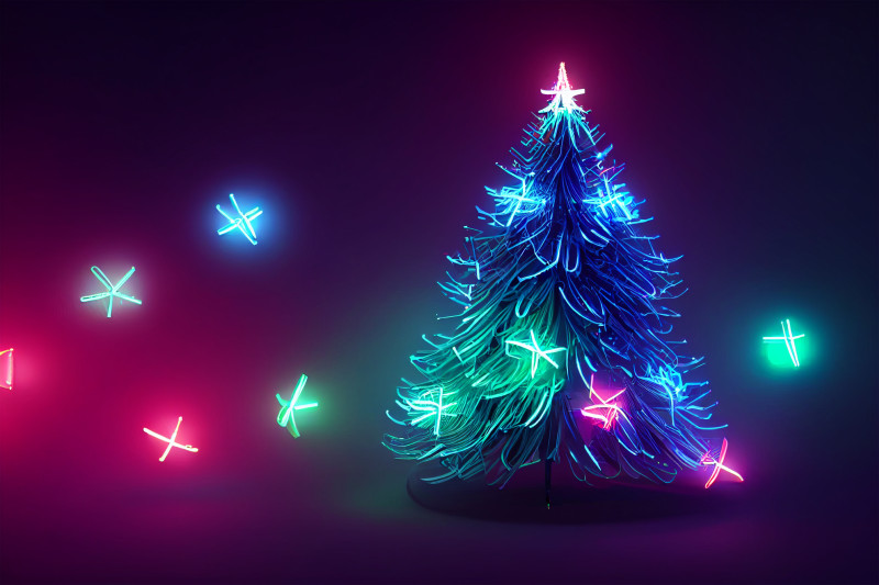 Neon Christmas Tree Background